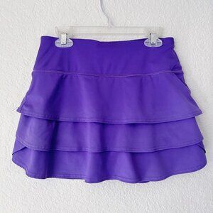 Athleta Purple Ruffle Tiered Skirt Skort with Stay Put Grips Size XXS